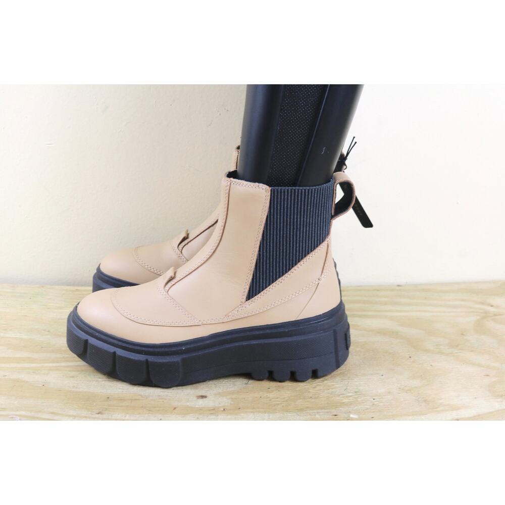 New Sorel Boots 6.5 Leather Brown Black Caribou X Waterproof Platform Chelsea
